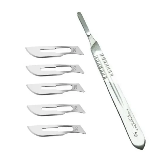 Kit Cabo Bisturi N°4 Aço Inoxidável + 10 Laminas Escolha seu Tamanho