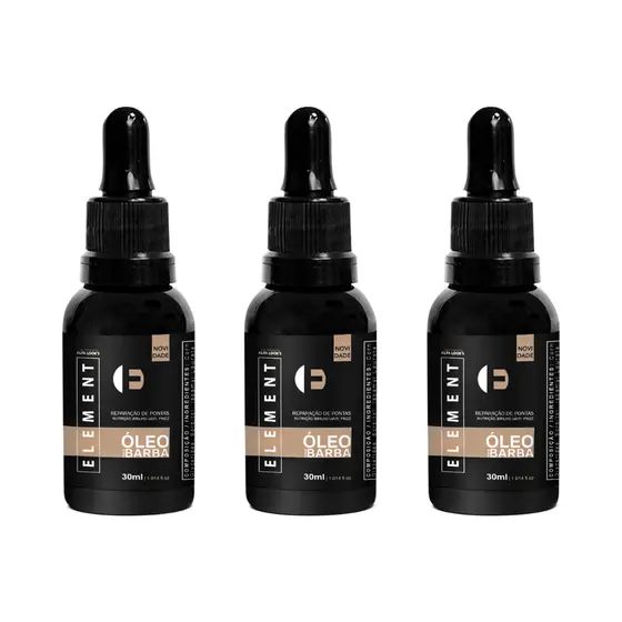 3 uni ÓLEO PARA BARBA ELEMENT 30ml - Barba Hidratada e Perfumada