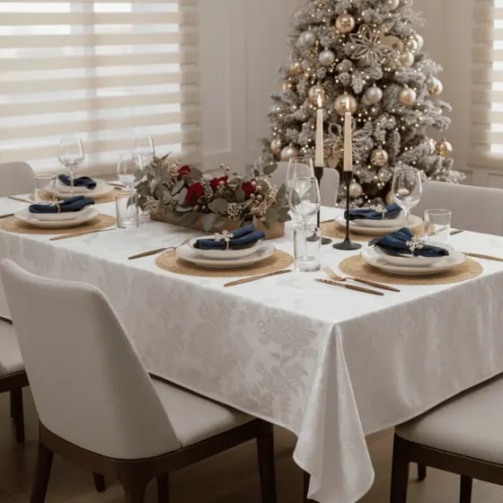 Toalha De Mesa Decoração 4 6 8 e 10 Lugares Bonita Estampada Jacquard - Envio Imediato