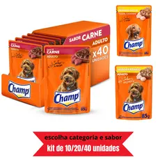 CHAMP SACHÊ PARA DOG IRRESISTÍVEL 85G (ESCOLHA CATEGORIA E SABOR) KIT 10/20/40 UN