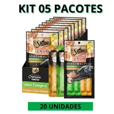CHURU SNACK SHEBA CREMOSO Frango e peixe branco para Gatos (kit 05 pacotes) 4 un cada pacote total 20 un