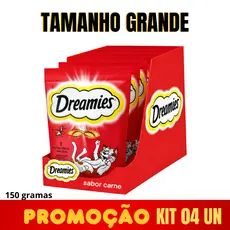 DREAMIES Petisco PROMOÇÃO 150g PARA GATO SABOR CARNE KIT 4 UN
