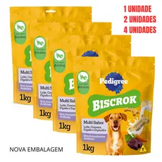 BISCOITO PEDIGREE BISCROK MULTI 1 KG(EMBALAGEM NOVA)CÃO ADULTO KIT 01/02/04 UN