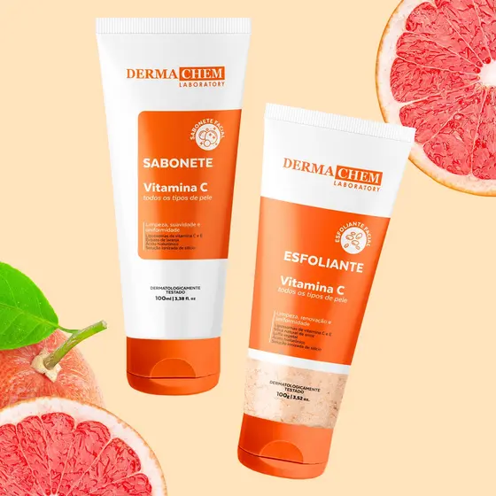 Kit Skin Care Limpeza Facial Vitamina C Sabonete Esfoliante