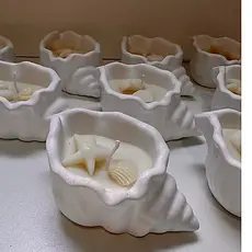Kir 10 /20 Velas no pote de gesso em formato de concha / aniversário / lembrancinhas / Mimos / Presentes