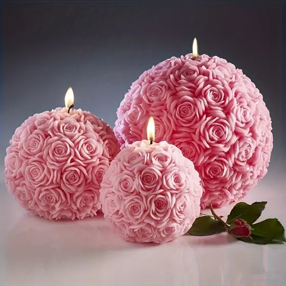 Resina Epóxi Redonda Multi-Especificação Rosa Bola Vela Expositor De Bolas Molde De Silicone (8BR)