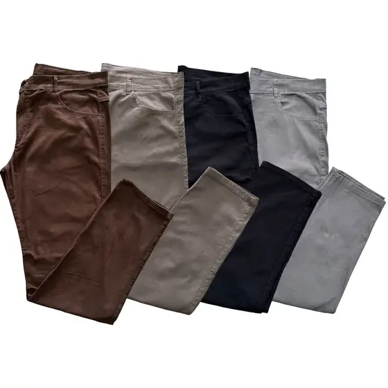 Kit com 4 calças masculina sarja e jeans calças slim com elastano lisa basica