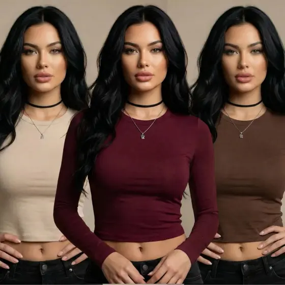 Baby Tee Manga Longa Feminina Lisa Academia Fit Look Verão Compressão Dia A Dia