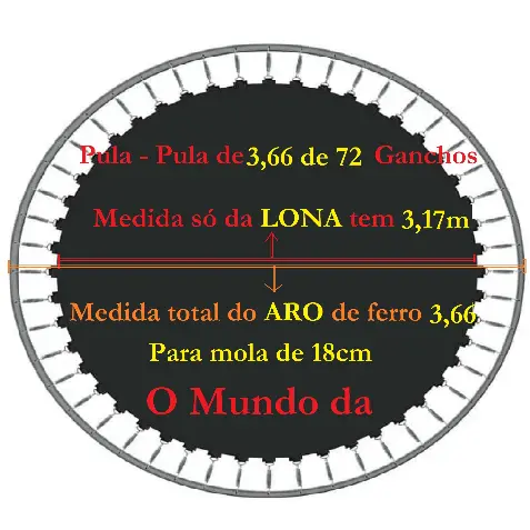 Lona de salto para cama elástica de 3.66 - Medida SÓ da LONA tem 3,17m