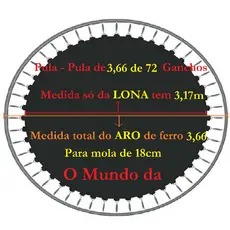 Lona de salto para cama elástica de 3.66 - Medida SÓ da LONA tem 3,17m