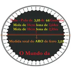 Lona De Salto Cama Elástica De 3,05m 64 Ganchos Para MOLA de 18cm ou 14cm