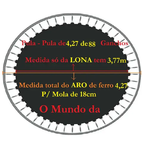Lona De Salto Cama Elástica De 4,27m com 88 Ganchos Para MOLA de 18cm