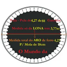 Lona De Salto Cama Elástica De 4,27m com 88 Ganchos Para MOLA de 18cm