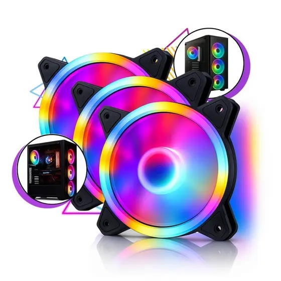 Kit Fans Cooler Pc Gamer Led Rgb 120mm Ventoinha Gabinete Molex 4 Pinos Computador Gamer