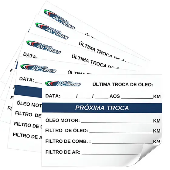 Kit 10 Etiqueta Controle De Quilometragem Marcação Proxima Troca De Oleo Revisao - Italia Ricambi