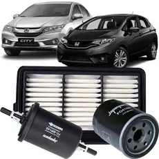 Kit Filtro De Ar Do Motor Oleo E Combustivel Para Honda Fit City 1.5 Flex De 2015 Até 2020