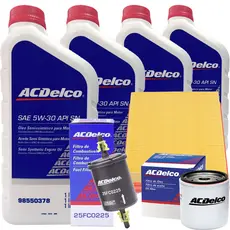 Kit Troca De Oleo 4 Litros Lubrificante 5W30 ACDelco E Filtros Montana Frente Agile Classic