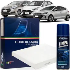 Kit Filtro Cabine Ar Condicionado + Higienizador Hyundai Hb20 1.0 1.6 2012 2013 2014 2015 2016 2017
