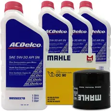 Kit Troca De Óleo 4 Litros Lubrificante ACDelco 5W30 E Filtro Mahle Corsa Prisma Agile Onix Celta