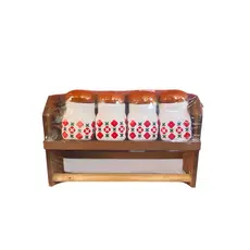 Porta Condimentos, Porta Temperos de cerâmica com o suporte em MDF + suporte para papel toalha