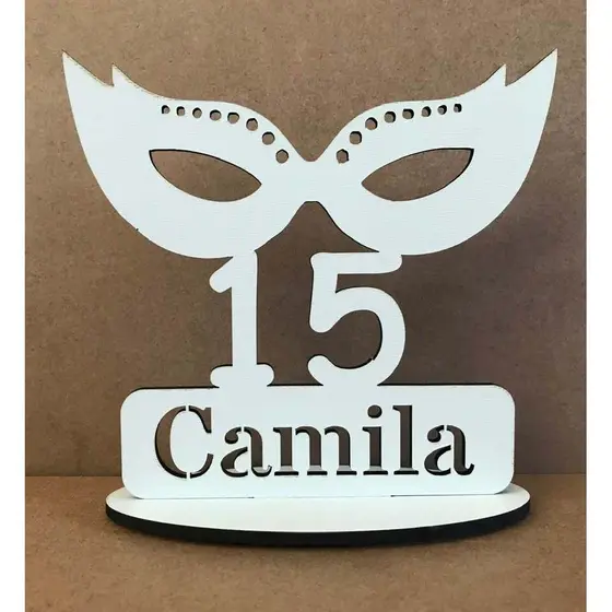 15 Centro De Mesa Tema Festa Mascara 15 Anos Mdf Lembrança