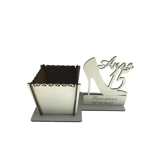 Kit 20 Cachepo Vaso Debutante 15 Anos Mdf Lembrançinha
