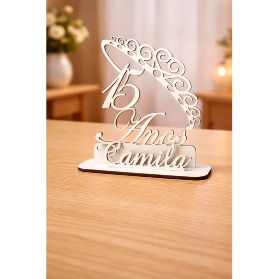Kit 10 Centro De Mesa Modelo 15 Anos Coroa Mdf