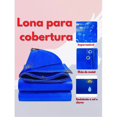 Lona cobertura azul 2x2metros reforçada 200 micras para tenda barraca caminhao camping