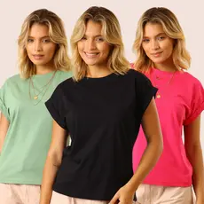 Kit 3 Regatas Muscle Tee Feminina 100% Algodão Blusa Soltinha Manga Machão Casual