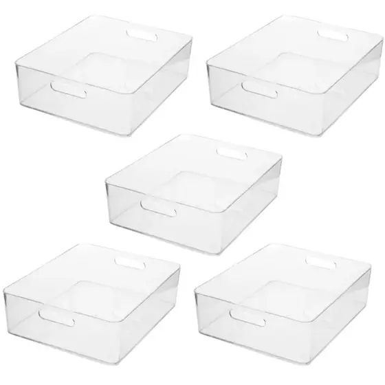 Kit 5 Caixas Organizadoras Acrílico Multiuso Cristal 7,5L