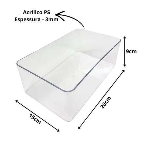 Kit 2 Caixa Acrílico Organizadora Cesta Multiuso Resistente Transparente 3,5L