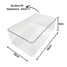 Kit 2 Caixa Acrílico Organizadora Cesta Multiuso Resistente Transparente 3,5L