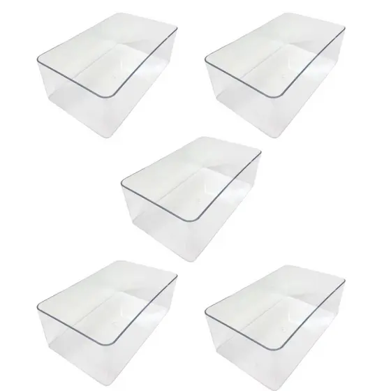 Kit 5 Caixa Cesta Organizadora Em Acrílico Multiuso Cristal 3,5L