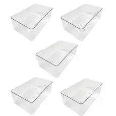 Kit 5 Caixa Cesta Organizadora Em Acrílico Multiuso Cristal 3,5L
