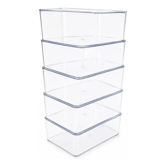 Kit 5 Caixa Organizadora Com Tampa Multiuso Acrílico Transparente 3,5L