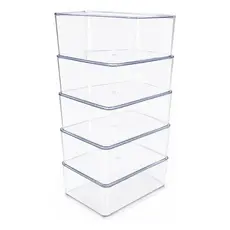 Kit 5 Caixa Organizadora Com Tampa Multiuso Acrílico Transparente 3,5L