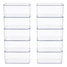 Kit 10 Caixa Com Tampa Organizadora Multiuso Acrílico Transparente 3,5L