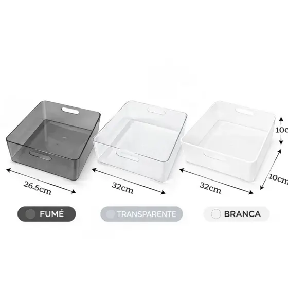 Kit 5 Caixas Cesta Organizadora Multiuso em Acrílico Resistente 7,5L