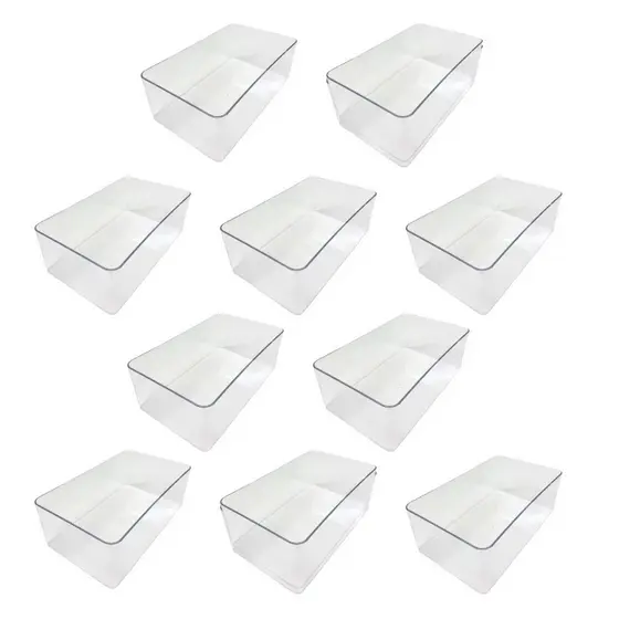 Kit 10 Caixas Organizadora Transparente Multiuso Acrílico Resistente 3,5L