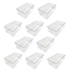 Kit 10 Caixas Organizadora Transparente Multiuso Acrílico Resistente 3,5L