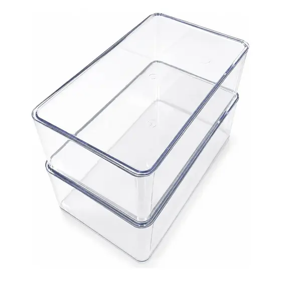 Kit 2 Caixa Com Tampa Transparente Organizadora Acrílico 3,5L
