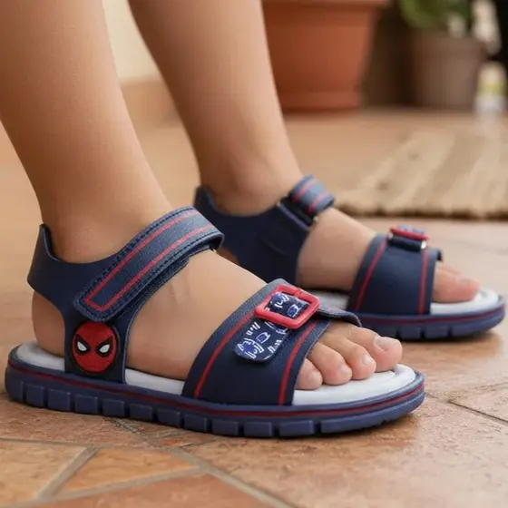 Sandália Infantil Ortopasso Anatômica Menino Azul Marinho Aranha Macio Leve Conforto Escolar Básico