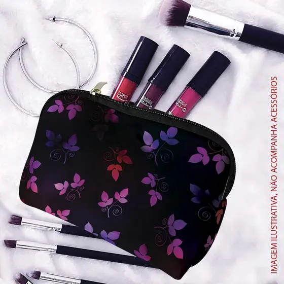 Bolsa Necessaire em Neoprene Feminino Purple Butterflies