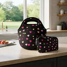 Kit Basic em Isoflex com 1 Bolsa + 1 Necessaire - ISOPRENE - Preto Corações