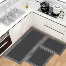 Kit Tapete Passadeira de Cozinha Antiderrapante Absorvente 3 peças
