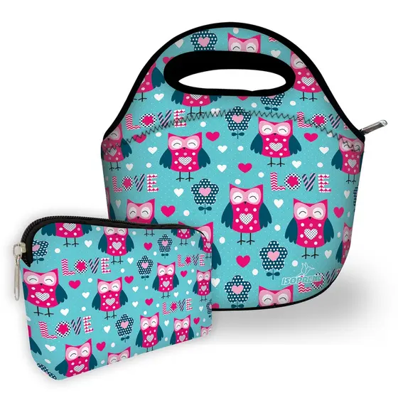 Kit Basic em Isoflex com 1 Bolsa + 1 Necessaire - ISOPRENE - Corujinhas Apaixonadas