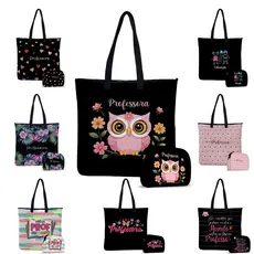 Kit Bolsa Tiracolo Feminina com Necessaire Neoprene Bolsinha Acessórios Presente Professora Mulher Profissões ISOPRENE