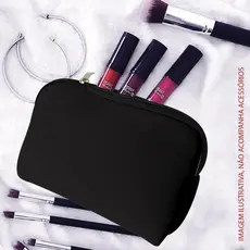 Bolsa Feminina De Mão Necessaire em Neoprene Organizadora Porta Maquiagem Acessórios Celular Chave Estojo Preto