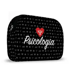 Necessaire em Neoprene - Coleção Profissões - ISOPRENE - Psicologia Corações Preto