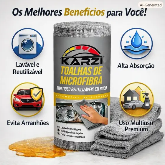 Rolo Pano Microfibra Reutilizável 20 Folhas Multiuso Para Limpeza Casa Cozinha Lavável